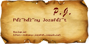 Páhány Jozafát névjegykártya